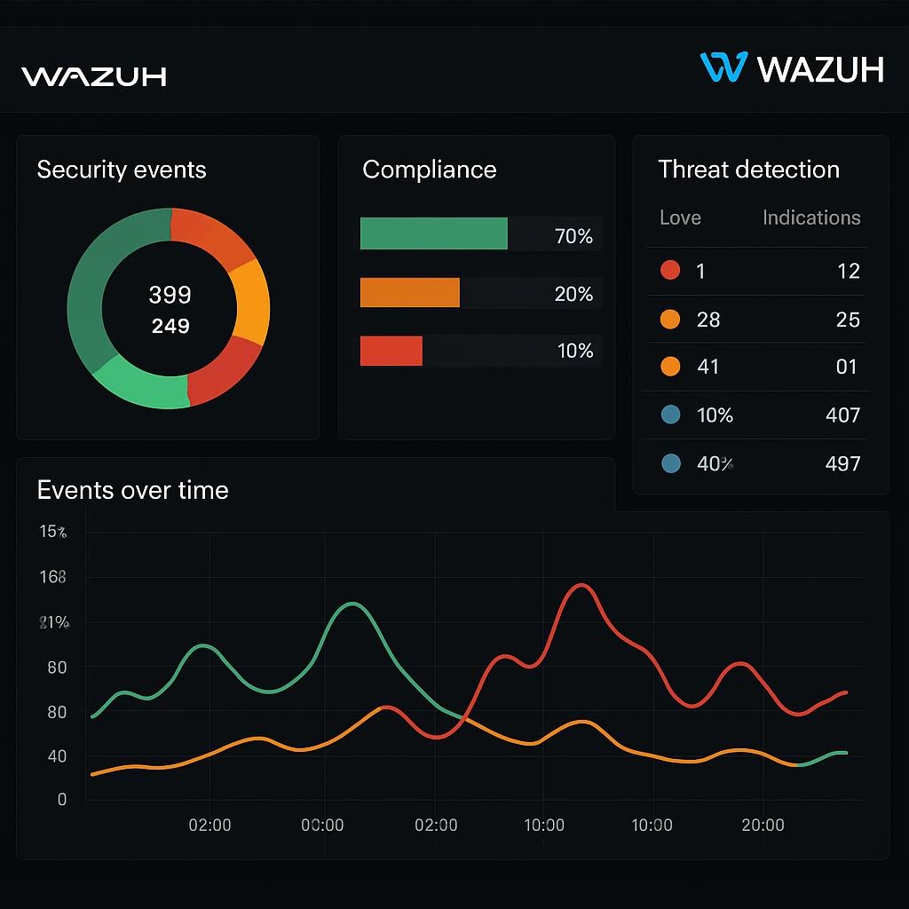 🔥 Top 5 Explosive Open Source Tools to Boost Your Workflow in 2025 5 Wazuh security monitoring dashboard displaying real-time threat detection, compliance status, and security event analysis