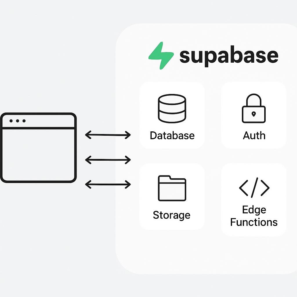 🔥 Top 5 Explosive Open Source Tools to Boost Your Workflow in 2025 4 Supabase architecture diagram illustrating how database, authentication, storage, and edge functions integrate with client applications