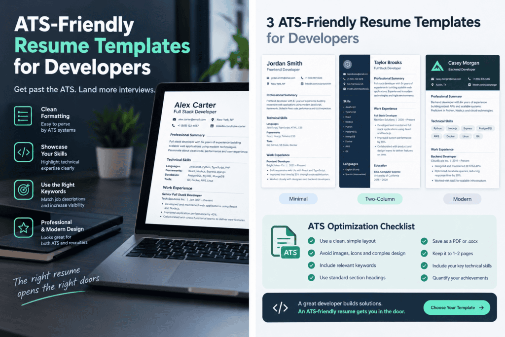 ATS-Friendly Developer Resume Templates: What Parsers Read 2 ATS friendly resume